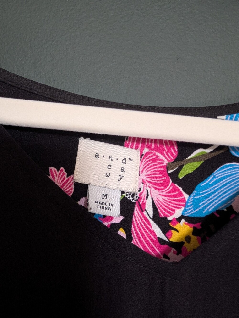 a new day Black Dress with Pink and Blue Orchid Print - Picture 2 of 5